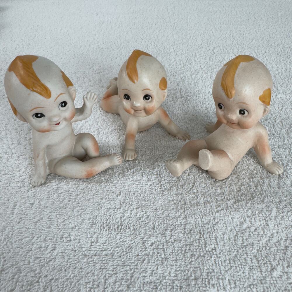 Kewpie Doll Figurines Set Of‎ 3 Naked Baby Bisque